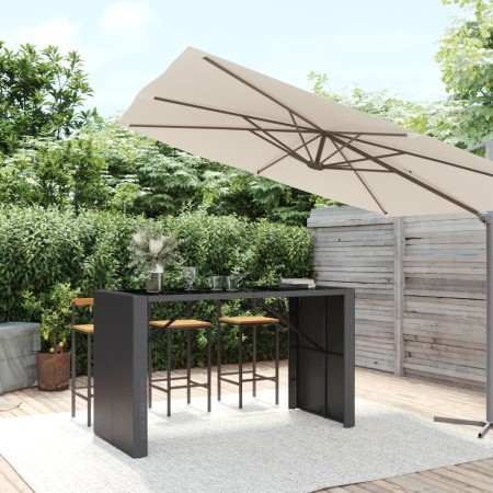 Stehtisch PE Rattan und schwarzes Glas Oberfläche 185x80x110 cm von vidaXL, Gartentische - Ref: Foro24-362600, Preis: 282,91 ...