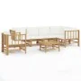 Garden furniture set 7 pieces bamboo and cream white cushions by vidaXL, Garden sets - Ref: Foro24-3155205, Price: 870,99 €, ...