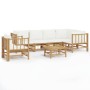 Gartenmöbel-Set 7-teilig aus Bambus und cremeweißen Kissen von vidaXL, Gartensets - Ref: Foro24-3155205, Preis: 891,25 €, Rab...