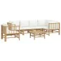 Garden furniture set 7 pieces bamboo and cream white cushions by vidaXL, Garden sets - Ref: Foro24-3155205, Price: 870,99 €, ...
