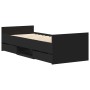 Estructura de cama con cabecero piecero negro 75x190 cm