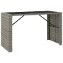 High bar table with gray PE rattan glass surface 185x80x110 cm by vidaXL, Garden tables - Ref: Foro24-362601, Price: 182,36 €...