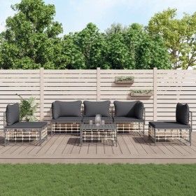Garden furniture set 6 pieces and anthracite PE rattan cushions by vidaXL, Outdoor sofas - Ref: Foro24-3186719, Price: 481,25...