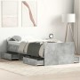 Estructura de cama con cabecero piecero gris hormigón 75x190 cm