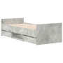 Estructura de cama con cabecero piecero gris hormigón 75x190 cm
