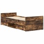 Estructura de cama con cabecero piecero roble ahumado 75x190 cm