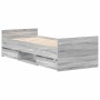 Estructura de cama con cabecero piecero gris Sonoma 75x190 cm