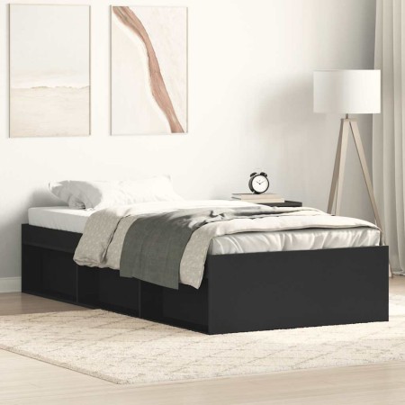 Estructura de cama negra 90x200 cm