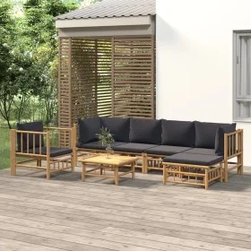 7-piece bamboo garden furniture set with dark gray cushions by vidaXL, Garden sets - Ref: Foro24-3155213, Price: 643,80 €, Di...