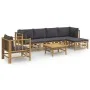 7-teiliges Gartenmöbel-Set aus Bambus mit dunkelgrauen Kissen von vidaXL, Gartensets - Ref: Foro24-3155213, Preis: 643,80 €, ...