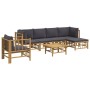 7-teiliges Gartenmöbel-Set aus Bambus mit dunkelgrauen Kissen von vidaXL, Gartensets - Ref: Foro24-3155213, Preis: 651,09 €, ...