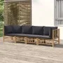 4-teiliges Gartenmöbel-Set aus Bambus mit dunkelgrauen Kissen von vidaXL, Gartensets - Ref: Foro24-3155216, Preis: 414,00 €, ...