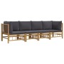 4-teiliges Gartenmöbel-Set aus Bambus mit dunkelgrauen Kissen von vidaXL, Gartensets - Ref: Foro24-3155216, Preis: 418,56 €, ...
