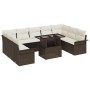 Conjunto de sofá de jardín con cojín 10 pcs Marrón Poliratán