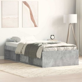 Estructura de cama gris hormigón 90x200 cm