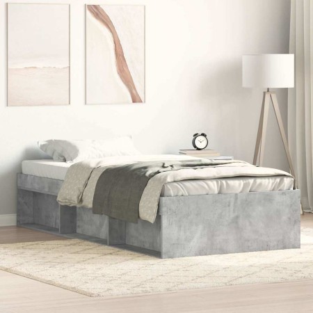 Estructura de cama gris hormigón 90x200 cm