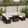 Conjunto de sofá de jardín con cojín 10 pcs Marrón Poliratán