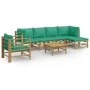 7-piece bamboo garden furniture set with green cushions by vidaXL, Garden sets - Ref: Foro24-3155149, Price: 505,20 €, Discou...