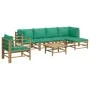 7-piece bamboo garden furniture set with green cushions by vidaXL, Garden sets - Ref: Foro24-3155149, Price: 505,20 €, Discou...
