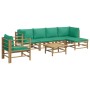 7-teiliges Gartenmöbel-Set aus Bambus mit grünen Kissen von vidaXL, Gartensets - Ref: Foro24-3155149, Preis: 540,10 €, Rabatt: %
