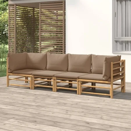4-piece bamboo garden furniture set with taupe gray cushions by vidaXL, Garden sets - Ref: Foro24-3155120, Price: 556,93 €, D...