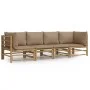 4-piece bamboo garden furniture set with taupe gray cushions by vidaXL, Garden sets - Ref: Foro24-3155120, Price: 556,93 €, D...