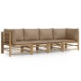 Set de muebles de jardín 4 piezas bambú y cojines gris taupe de vidaXL, Conjuntos de jardín - Ref: Foro24-3155120, Precio: 56...