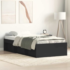 Estructura de cama negra 100x200 cm