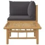 2-teiliges Gartenmöbel-Set aus Bambus mit dunkelgrauen Kissen von vidaXL, Modulare Sofas für den Außenbereich - Ref: Foro24-3...