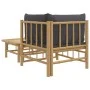 2-teiliges Gartenmöbel-Set aus Bambus mit dunkelgrauen Kissen von vidaXL, Modulare Sofas für den Außenbereich - Ref: Foro24-3...