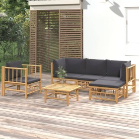 6-piece bamboo garden furniture set with dark gray cushions by vidaXL, Garden sets - Ref: Foro24-3155211, Price: 550,34 €, Di...