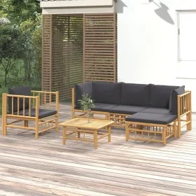 6-piece bamboo garden furniture set with dark gray cushions by vidaXL, Garden sets - Ref: Foro24-3155211, Price: 544,33 €, Di...