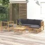 6-teiliges Gartenmöbel-Set aus Bambus mit dunkelgrauen Kissen von vidaXL, Gartensets - Ref: Foro24-3155211, Preis: 544,33 €, ...