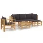 6-teiliges Gartenmöbel-Set aus Bambus mit dunkelgrauen Kissen von vidaXL, Gartensets - Ref: Foro24-3155211, Preis: 544,33 €, ...