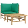 2-piece bamboo garden furniture set with green cushions by vidaXL, Modular outdoor sofas - Ref: Foro24-362292, Price: 133,66 ...