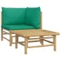 2-piece bamboo garden furniture set with green cushions by vidaXL, Modular outdoor sofas - Ref: Foro24-362292, Price: 132,06 ...