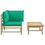 2-piece bamboo garden furniture set with green cushions by vidaXL, Modular outdoor sofas - Ref: Foro24-362292, Price: 133,66 ...
