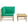 2-piece bamboo garden furniture set with green cushions by vidaXL, Modular outdoor sofas - Ref: Foro24-362292, Price: 132,06 ...