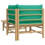 2-piece bamboo garden furniture set with green cushions by vidaXL, Modular outdoor sofas - Ref: Foro24-362292, Price: 133,66 ...