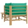 2-piece bamboo garden furniture set with green cushions by vidaXL, Modular outdoor sofas - Ref: Foro24-362292, Price: 132,06 ...