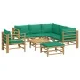 8-piece bamboo garden furniture set with green cushions by vidaXL, Garden sets - Ref: Foro24-3155158, Price: 638,73 €, Discou...