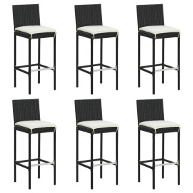 Kitchen stools with cushions, set of 6, black synthetic rattan by vidaXL, Kitchen stools - Ref: Foro24-362578, Price: 349,64 ...