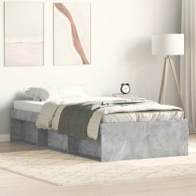 Estructura de cama gris hormigón 90x190 cm