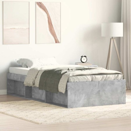 Estructura de cama gris hormigón 90x190 cm