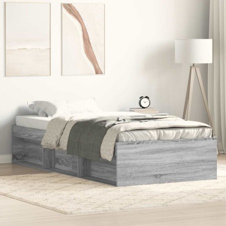 Estructura de cama gris Sonoma 90x190 cm