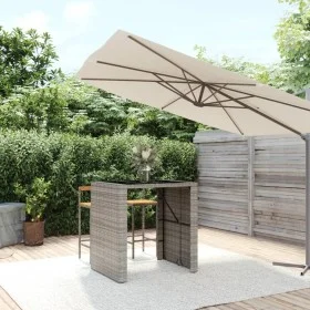 Hoher Stehtisch mit grauer PE-Rattan-Glasoberfläche 105x80x110 cm von vidaXL, Gartentische - Ref: Foro24-362595, Preis: 188,4...
