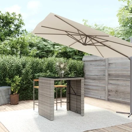 High bar table with gray PE rattan glass surface 105x80x110 cm by vidaXL, Garden tables - Ref: Foro24-362595, Price: 188,49 €...