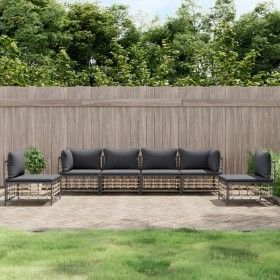 6-piece garden furniture set with anthracite PE rattan cushions by vidaXL, Outdoor sofas - Ref: Foro24-3186721, Price: 482,31...