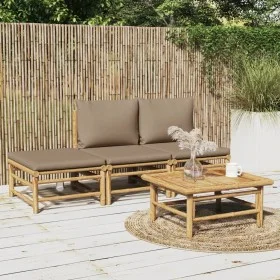 4-piece bamboo garden furniture set with taupe gray cushions by vidaXL, Garden sets - Ref: Foro24-3155139, Price: 327,53 €, D...