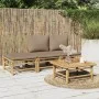 4-teiliges Gartenmöbel-Set aus Bambus mit taupegrauen Kissen von vidaXL, Gartensets - Ref: Foro24-3155139, Preis: 328,50 €, R...